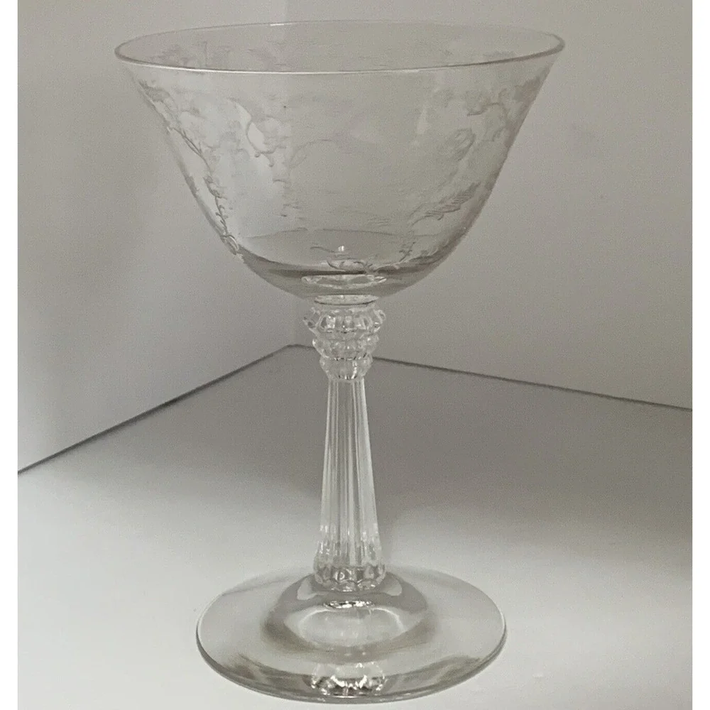 Vintage Stem Fostoria Shirley Clear Champagne Tall Sherbet Glass Etch Elegant